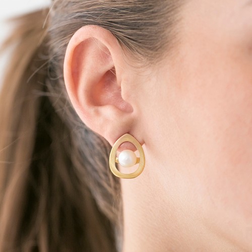 Pendientes gota plata perla K0023E