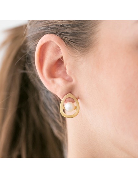 Pendientes gota plata perla K0023E