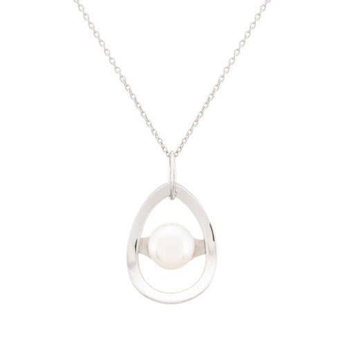 Collar perla plata rodiada K0022P