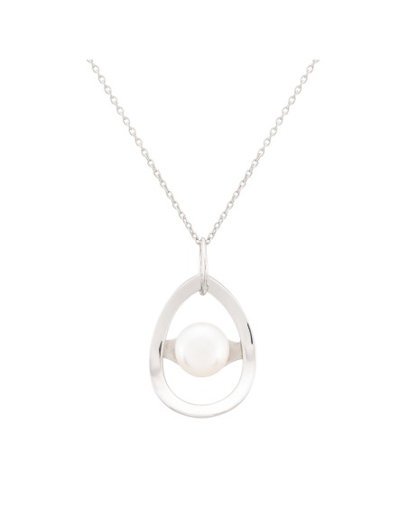 Collar perla plata rodiada K0022P