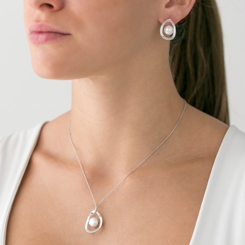 pendientes de plata y perla K0023E/RO