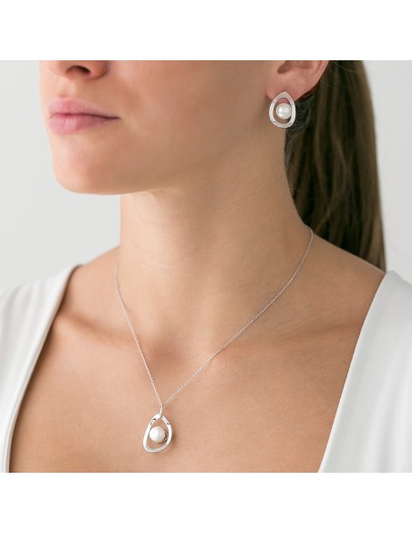 pendientes de plata y perla K0023E/RO