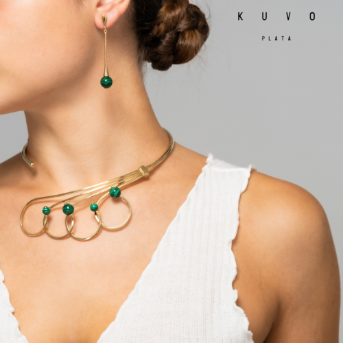 Pendientes malaquita K001121E/MA